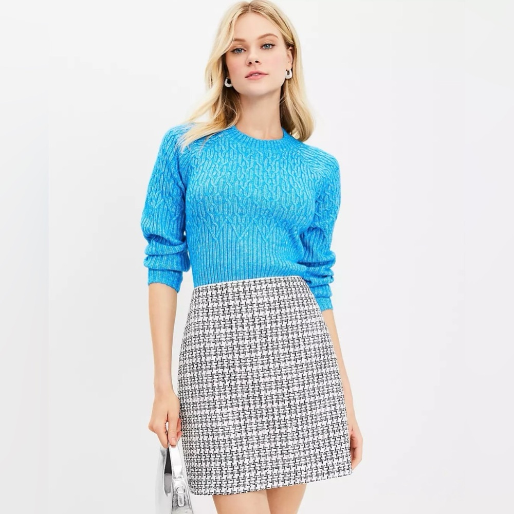 LOFT NWT Metallic Sequin Tweed Shift Skirt Size 12